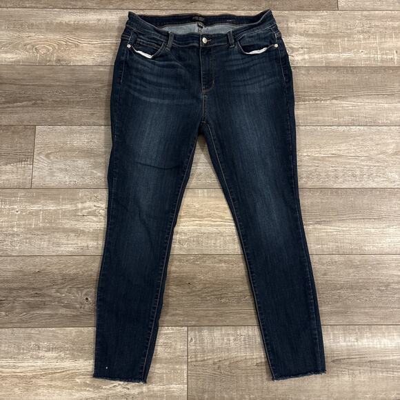 Judy Blue Denim - Judy Blue Jeans 15/32 Blue Dark Wash Skinny Fit Raw Hem Whisker Stretch Denim